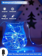 66FT 200 LED Fairy Lights Plug in, 8 Modes Twinkle Lights Blue and White, alternate view 2