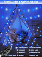 66FT 200 LED Fairy Lights Plug in, 8 Modes Twinkle Lights Blue and White, alternate view 4