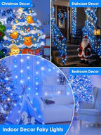 66FT 200 LED Fairy Lights Plug in, 8 Modes Twinkle Lights Blue and White, alternate view 6