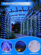 66FT 200 LED Fairy Lights Plug in, 8 Modes Twinkle Lights Blue and White, alternate view 7