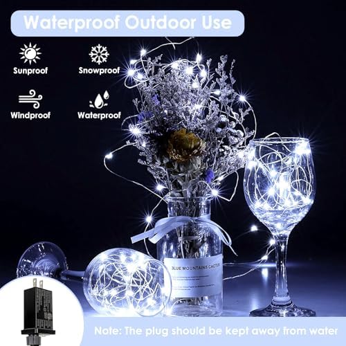 66FT 200 LED Fairy Lights Plug in, 8 Modes Twinkle Lights Cool White, alternate view 2