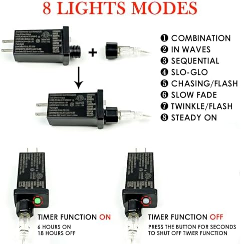 66FT 200 LED Fairy Lights Plug in, 8 Modes Twinkle Lights Multicolor, alternate view 6