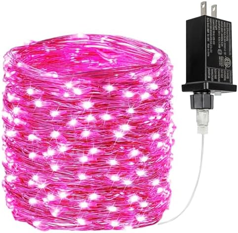 66FT 200 LED Fairy Lights Plug in, 8 Modes Twinkle Lights Pink