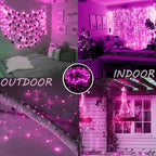 66FT 200 LED Fairy Lights Plug in, 8 Modes Twinkle Lights Pink, alternate view 2
