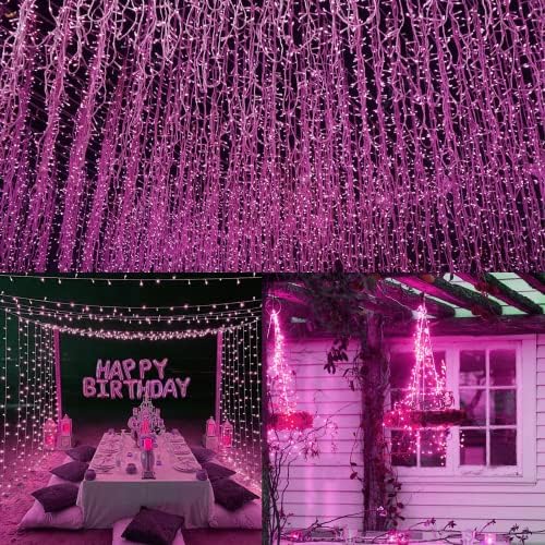 66FT 200 LED Fairy Lights Plug in, 8 Modes Twinkle Lights Pink, alternate view 3