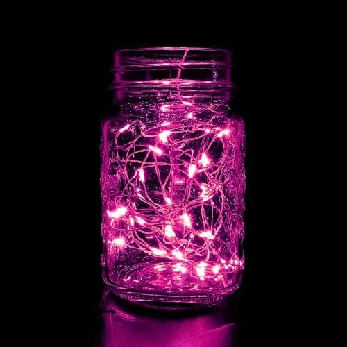 66FT 200 LED Fairy Lights Plug in, 8 Modes Twinkle Lights Pink, alternate view 5