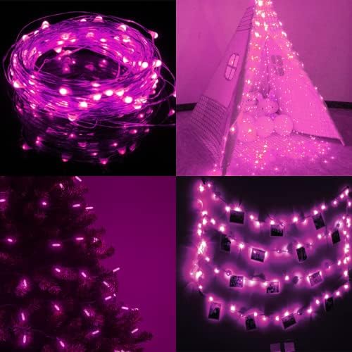 66FT 200 LED Fairy Lights Plug in, 8 Modes Twinkle Lights Pink, alternate view 6