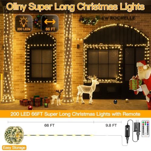 66FT 200 LED Outdoor Christmas Lights with Remote, 8 Modes Multicolor, alternate view 2
