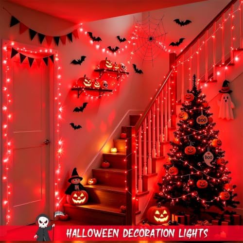 66ft 200 LED Red Halloween Indoor Outdoor String Lights Plug in, alternate view 4