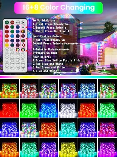 66FT 200 LED RGB Color Changing Fairy Lights with Remote for Outdoor Indoor, alternate view 2