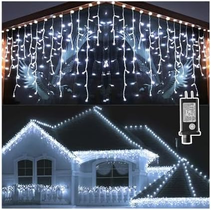 66ft 640 LED Christmas Lights Outdoor Decorations Cool White Light