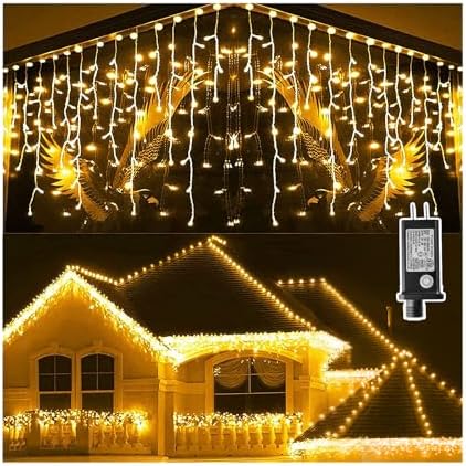 66ft 640 LED Christmas Lights Outdoor Decorations Warm White Light