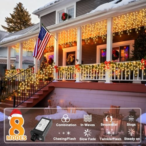 66ft 640 LED Christmas Lights Outdoor Decorations Warm White Light, alternate view 2