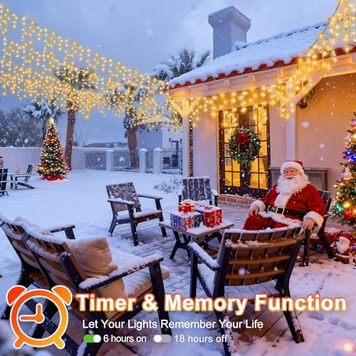 66ft 640 LED Christmas Lights Outdoor Decorations Warm White Light, alternate view 4