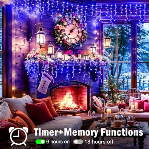 66ft 640 LED Christmas Lights Outdoor with 120 Drops, 8 Modes Curtain Fairy Lights Plug in Waterproof Timer, alternate view 3