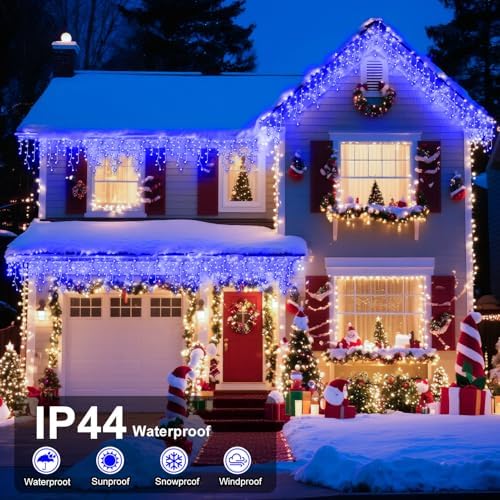 66ft 640 LED Christmas Lights Outdoor with 120 Drops, 8 Modes Curtain Fairy Lights Plug in Waterproof Timer, alternate view 4