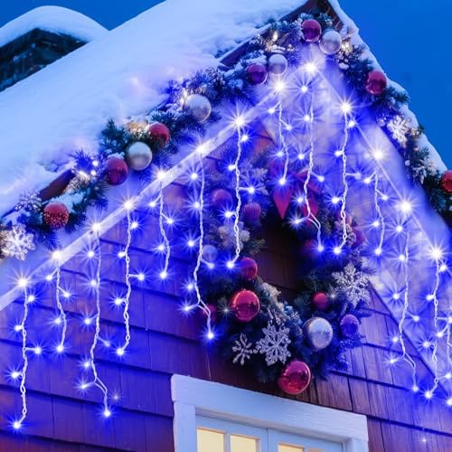 66ft 640 LED Christmas Lights Outdoor with 120 Drops, 8 Modes Curtain Fairy Lights Plug in Waterproof Timer, alternate view 6
