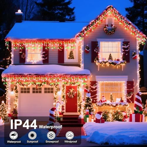 66ft 640 LED Christmas Lights Outdoor with 120 Drops, 8 Modes Curtain Fairy Lights Plug in Waterproof Timer, alternate view 4