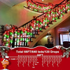 66ft 640 LED Christmas Lights Outdoor with 120 Drops, 8 Modes Curtain Fairy Lights Plug in Waterproof Timer, alternate view 5