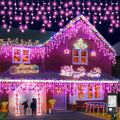 66FT 640 LED Icicle Lights for Outside, 8 Modes 120 Drops, Pink in Pink