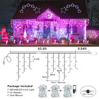 66FT 640 LED Icicle Lights for Outside, 8 Modes 120 Drops, Pink in Pink, alternate view 4