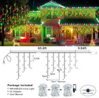 66FT 640 LED Icicle Lights for Outside 8 Modes 120 Drops, Red and Green, alternate view 5