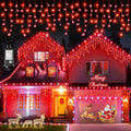 66FT 640 LED Icicle Lights for Outside, 8 Modes 120 Drops, Red in Red