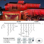 66FT 640 LED Icicle Lights for Outside, 8 Modes 120 Drops, Red in Red, alternate view 4