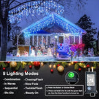 66FT 640 LED Icicle Lights for Outside, Blue and White Christmas Lights, alternate view 2