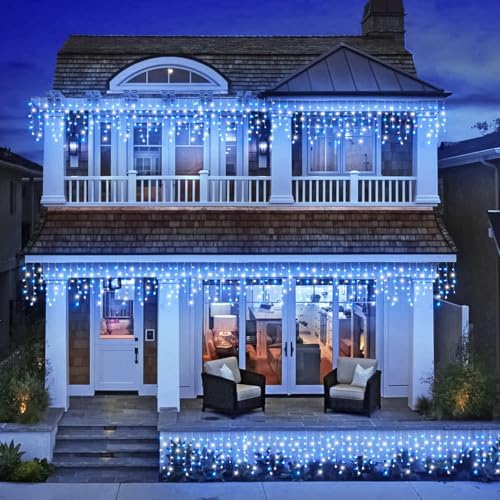 66FT 640 LED Icicle Lights for Outside, Blue and White Christmas Lights, alternate view 6