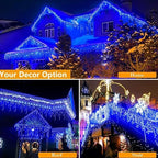 66FT Christmas Icicle Lights Outdoor Non-Connectable Blue, alternate view 6