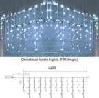 66FT Christmas Icicle Lights Outdoor Non-Connectable White, alternate view 3