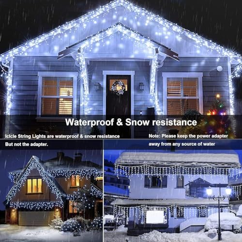 66FT Christmas Icicle Lights Outdoor Non-Connectable White, alternate view 4