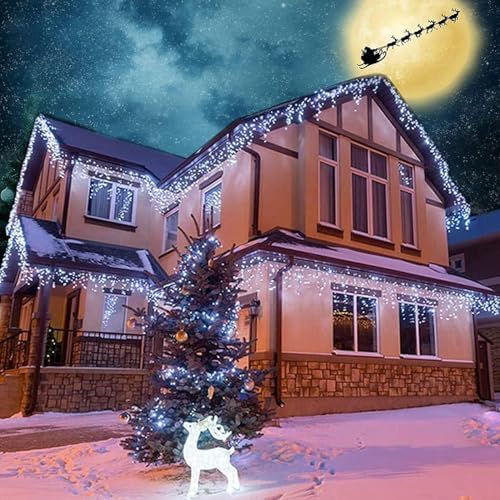 66FT Christmas Icicle Lights Outdoor Non-Connectable White, alternate view 6