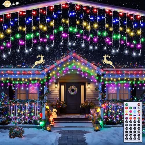 66FT RGB Christmas Icicle Lights Outdoor Non-Connectable Xmas Lights