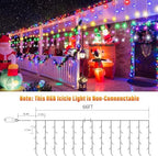 66FT RGB Christmas Icicle Lights Outdoor Non-Connectable Xmas Lights, alternate view 2