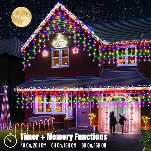 66FT RGB Christmas Icicle Lights Outdoor Non-Connectable Xmas Lights, alternate view 3