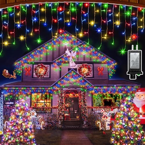 670 LED 66FT Christmas Icicle Lights, 148 Drops, 12 Modes, Multicolor