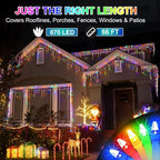 670 LED 66FT Christmas Icicle Lights, 148 Drops, 12 Modes, Multicolor, alternate view 2