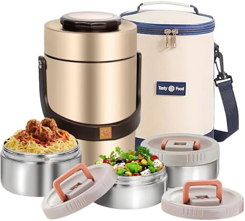 67oz Upgraded Thermos for Hot Food, 3-Layer Stackable Food Thermos, Soup Thermos Jar with Insulated Bag, Ideal