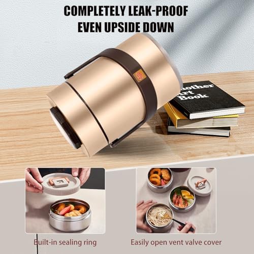 67oz Upgraded Thermos for Hot Food, 3-Layer Stackable Food Thermos, Soup Thermos Jar with Insulated Bag, Ideal, alternate