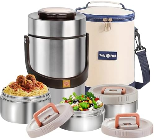 67oz Upgraded Thermos for Hot Food, 3-Layer Stackable Food Thermos, Soup Thermos Jar with Insulated Bag, Ideal