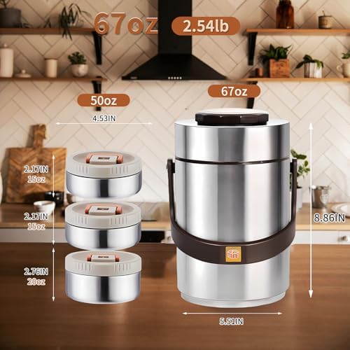 67oz Upgraded Thermos for Hot Food, 3-Layer Stackable Food Thermos, Soup Thermos Jar with Insulated Bag, Ideal, alternate