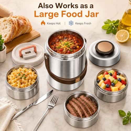 67oz Upgraded Thermos for Hot Food, 3-Layer Stackable Food Thermos, Soup Thermos Jar with Insulated Bag, Ideal, alternate