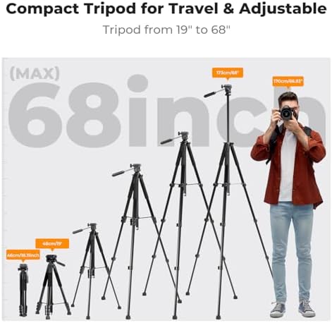 68" Camera Tripod Lightweight Portable DSLR Tripods, alternate view 4
