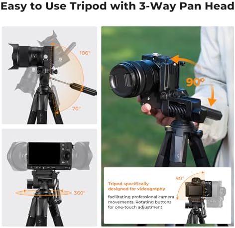 68" Camera Tripod Lightweight Portable DSLR Tripods, alternate view 6