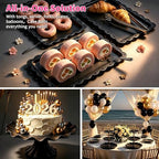 68 Pack Dessert Table Display Set, Tiered Round Cupcake Stands in Black, alternate view 6