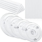 68 Pcs Plastic Cake Dowel Rods Set 20 Clear Plastic Dowel Rods12 Stacking and 20 Separator Plates for 4, 6, 8