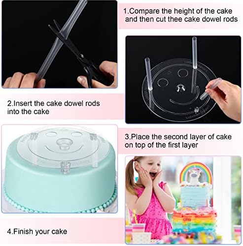68 Pcs Plastic Cake Dowel Rods Set 20 Clear Plastic Dowel Rods12 Stacking and 20 Separator Plates for 4, 6, 8, alternate view