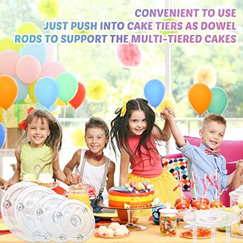 68 Pcs Plastic Cake Dowel Rods Set 20 Clear Plastic Dowel Rods12 Stacking and 20 Separator Plates for 4, 6, 8, alternate view